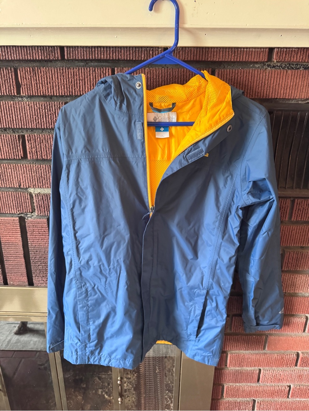 Columbia Kids Slate Blue Raincoat with Bright Yellow Lining